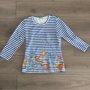 Striped Long Sleeve Top with Seashell Design